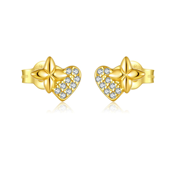 S925 Sterling Silver Heart Earrings For Women Retro French Niche High End Electroplated With Platinum Or 18K Gold Geometric Design