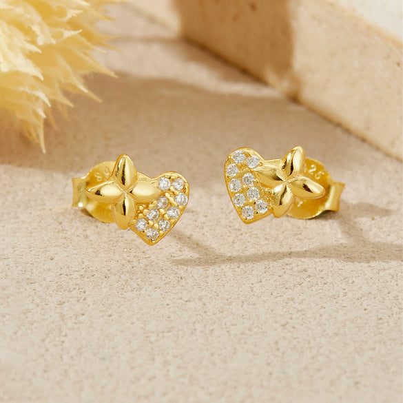 S925 Sterling Silver Heart Earrings For Women Retro French Niche High End Electroplated With Platinum Or 18K Gold Geometric Design
