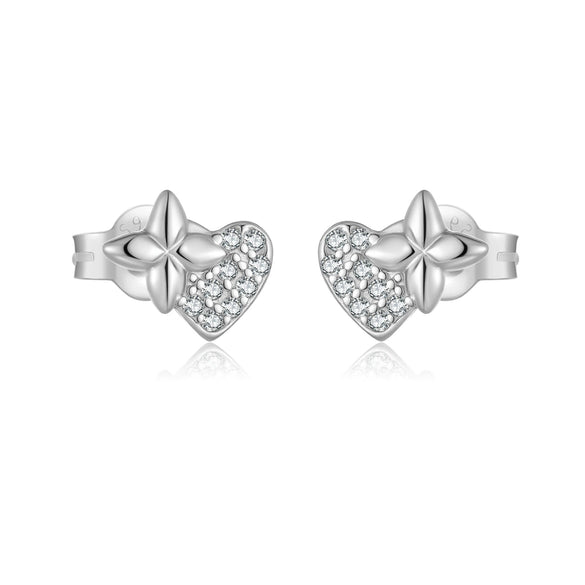 S925 Sterling Silver Heart Earrings For Women Retro French Niche High End Electroplated With Platinum Or 18K Gold Geometric Design