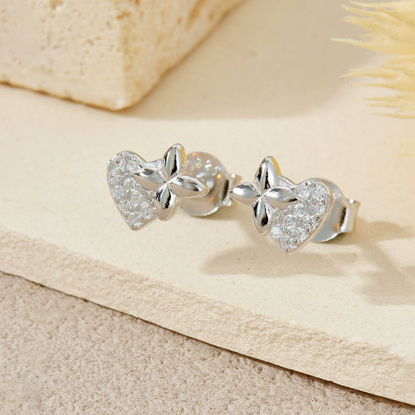 S925 Sterling Silver Heart Earrings For Women Retro French Niche High End Electroplated With Platinum Or 18K Gold Geometric Design