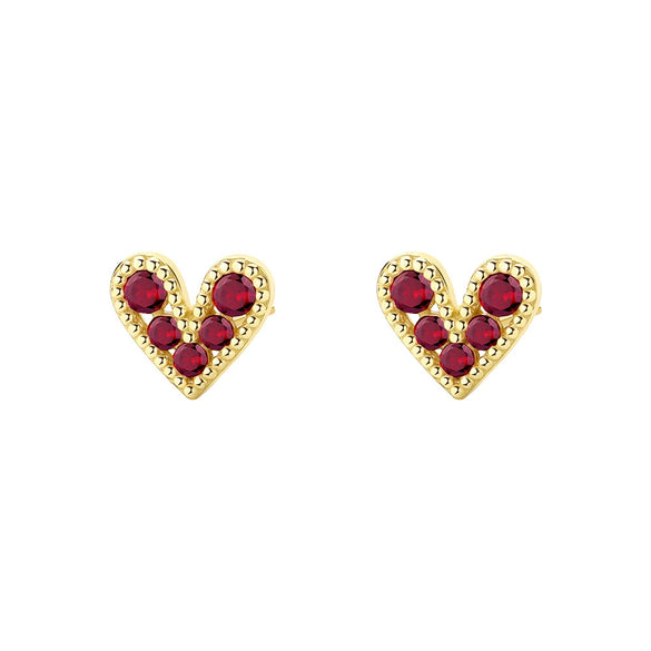S925 Sterling Silver Heart Earrings With Colorful Zircon For Women
