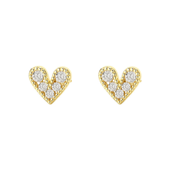 S925 Sterling Silver Heart Earrings With Colorful Zircon For Women
