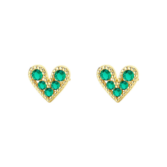 S925 Sterling Silver Heart Earrings With Colorful Zircon For Women