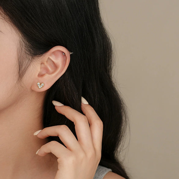 S925 Sterling Silver Heart Earrings With Colorful Zircon For Women