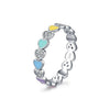 S925 Sterling Silver Heart Enamel Color Niche Design Ring With Dripping Glue Treatment For Women's Light Luxury Small Fresh Jewelry Set With Love Water Drops Bell Pattern