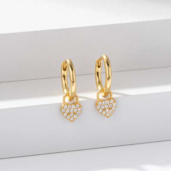 S925 Sterling Silver Heart Geometric Pattern Earrings