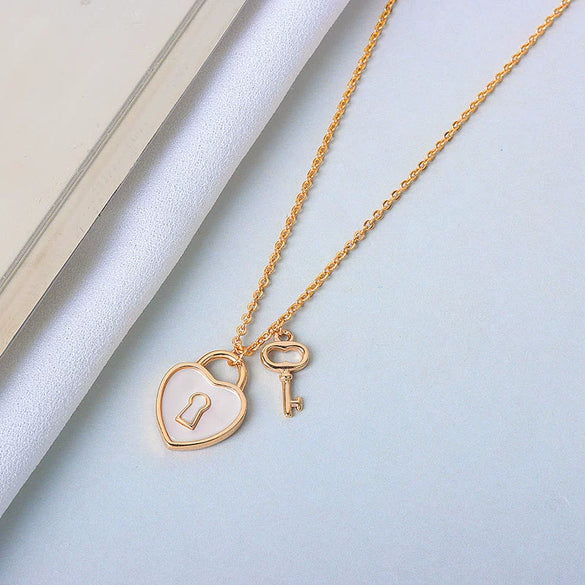 S925 Sterling Silver Heart Lock Necklace With Mixed Gem Pendant Electroplated Cross Chain Clavicle Necklace For Women Simple Light Luxury Style