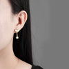 S925 Sterling Silver Heart Pearl Bead Earrings Geometric Electroplated Dangle Earrings For Women