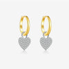 S925 Sterling Silver Heart Pendant Earrings Microinlaid Zirconium Electroplated Platinum 18K Gold Fashionable