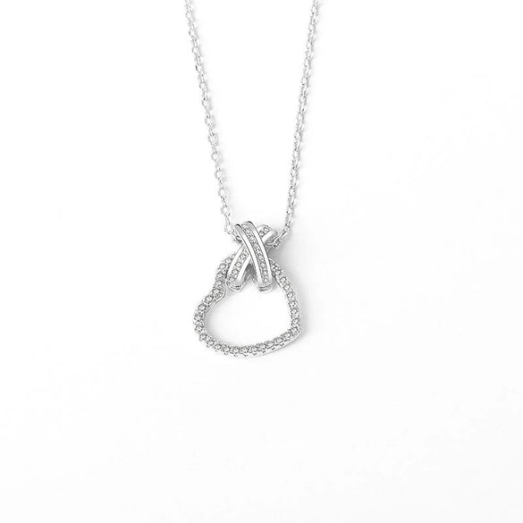 S925 Sterling Silver Heart Pendant Necklace With Buckle Chain Electroplated Full Diamond Style Clavicle Chain Fashion Jewelry For Women