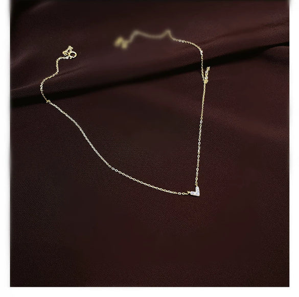 S925 Sterling Silver Heart Pendant Necklace With Diamonds And Letters Numbers Text Pattern 14K Gold Plated For Women