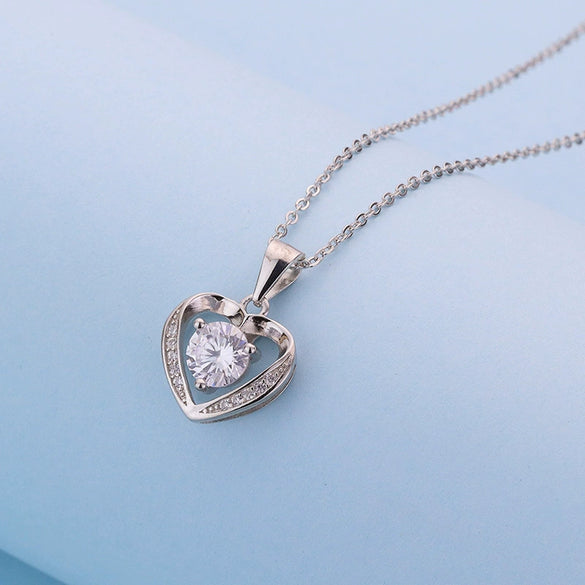 S925 Sterling Silver Heart Pendant Necklace With O Chain Electroplated Elegant Clavicle Chain For Women