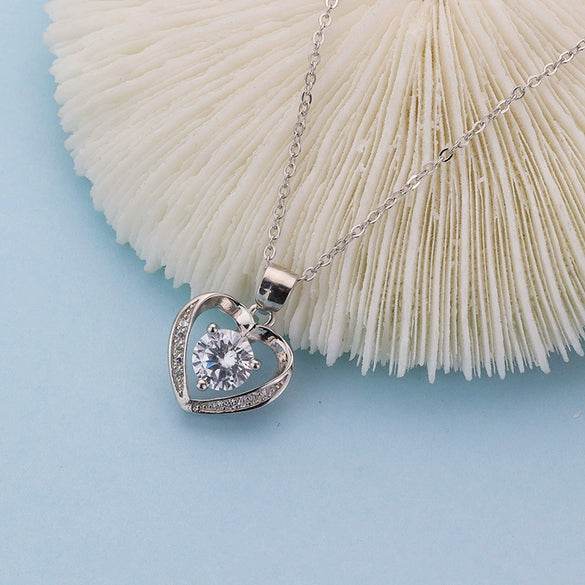 S925 Sterling Silver Heart Pendant Necklace With O Chain Electroplated Elegant Clavicle Chain For Women
