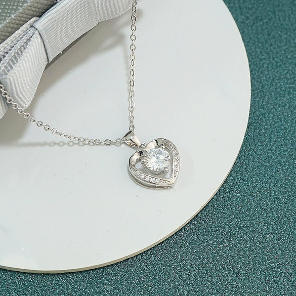 S925 Sterling Silver Heart Pendant Necklace With O Chain Electroplated Elegant Clavicle Chain For Women