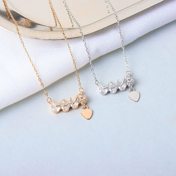 S925 Sterling Silver Heart Pendant Necklace With Zircon Electroplated Cross Chain Light Luxury Clavicle Necklace For Women
