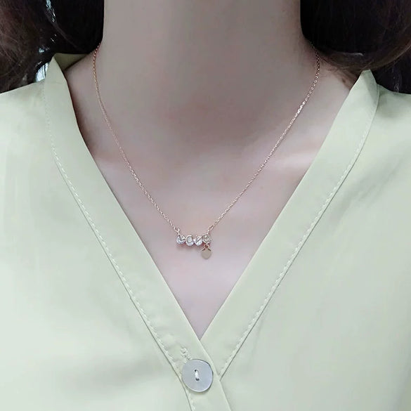 S925 Sterling Silver Heart Pendant Necklace With Zircon Electroplated Cross Chain Light Luxury Clavicle Necklace For Women