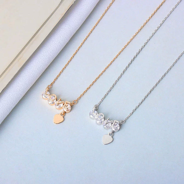 S925 Sterling Silver Heart Pendant Necklace With Zircon Electroplated Cross Chain Light Luxury Clavicle Necklace For Women