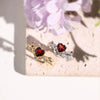 S925 Sterling Silver Heart Ring With Leaf Flower Zircon Electroplated For Women