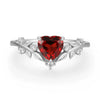 S925 Sterling Silver Heart Ring With Leaf Flower Zircon Electroplated For Women
