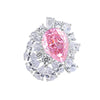 S925 Sterling Silver Heart Shape Pink Zircon Inlaid Women's Ring
