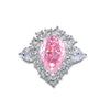 S925 Sterling Silver Heart Shape Pink Zircon Inlaid Women's Ring