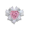 S925 Sterling Silver Heart Shape Pink Zircon Inlaid Women's Ring