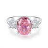 S925 Sterling Silver Heart Shape Pink Zircon Inlaid Women's Ring