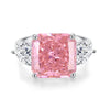 S925 Sterling Silver Heart Shape Pink Zircon Inlaid Women's Ring