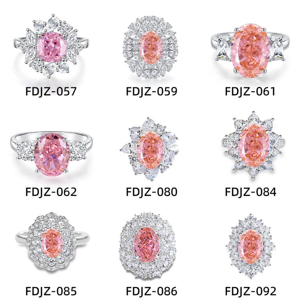 S925 Sterling Silver Heart Shape Pink Zircon Inlaid Women's Ring