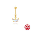 S925 Sterling Silver Heart Shape Water Drop White Opal Opal Tassel Moonstone Inlaid With Zirconium Flat Head Threaded Piercing Earrings