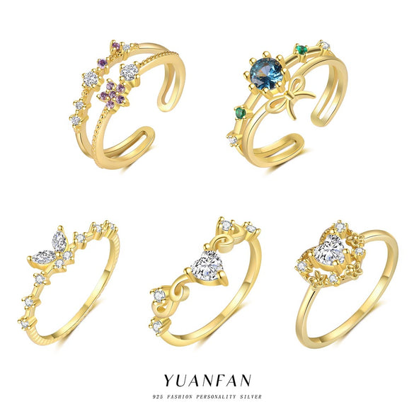 S925 Sterling Silver Heart Shape Zirconia Women's Fashion Ring