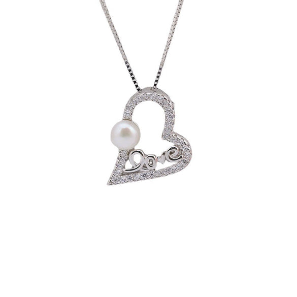 S925 Sterling Silver Heart Shaped Beaded Necklace With Box Chain Elegant Electroplated Pendant Clavicle Chain For Women