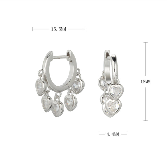 S925 Sterling Silver Heart Shaped Earrings French Retro Style