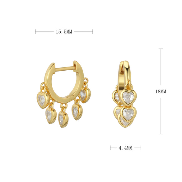 S925 Sterling Silver Heart Shaped Earrings French Retro Style