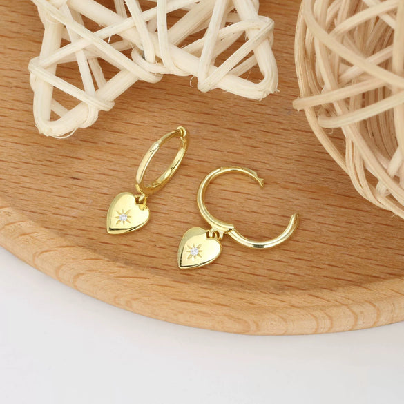 S925 Sterling Silver Heart Shaped Electroplated Trendy Women's Earrings