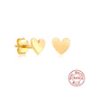 S925 Sterling Silver Heart Shaped Glossy Mini Earrings With Electroplating For Women