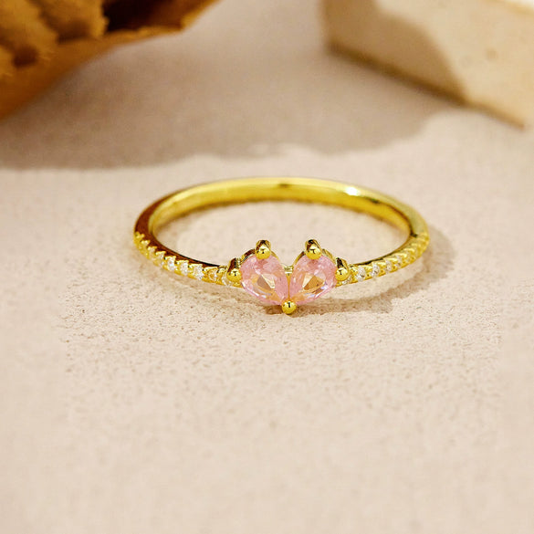 S925 Sterling Silver Heart Shaped Stackable Ring With Diamond Studded Zircon Electroplated In Platinum Or 18K Gold For Women And Unisex