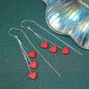 S925 Sterling Silver Heart Shaped Tassel Earrings Fashion Long Ear Line Dangle Earrings For Women