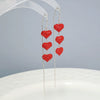 S925 Sterling Silver Heart Tassel Drop Earrings For Women Light Luxury Three Heart Shaped Long Dangle Earrings