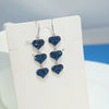 S925 Sterling Silver Heart Tassel Drop Earrings For Women Light Luxury Three Heart Shaped Long Dangle Earrings