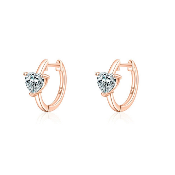 S925 Sterling Silver Heartshaped Earrings Set With Precious Stones For Women