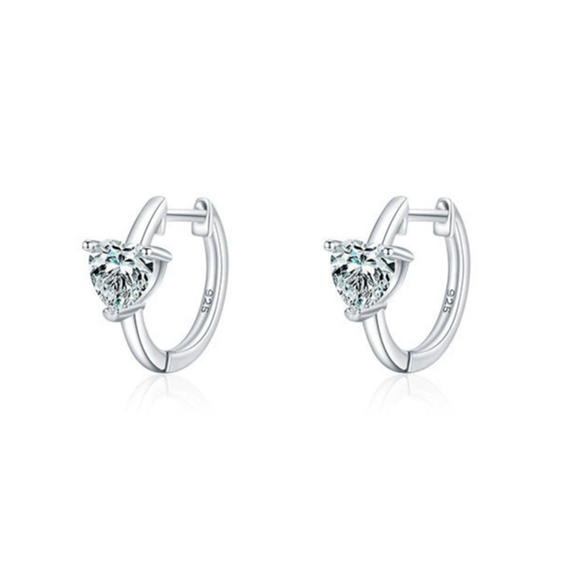 S925 Sterling Silver Heartshaped Earrings Set With Precious Stones For Women