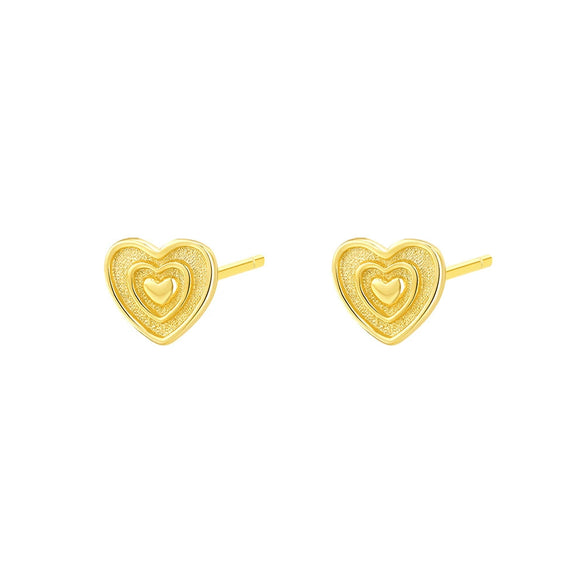 S925 Sterling Silver Heartshaped Geometric Retro Highend Flower Earrings For Women