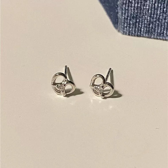 S925 Sterling Silver Heartshaped Gold Plated Diamond Earrings