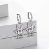 S925 Sterling Silver Heartshaped Robot Cartoon Characters Earrings Jewelry