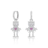 S925 Sterling Silver Heartshaped Robot Cartoon Characters Earrings Jewelry