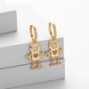 S925 Sterling Silver Heartshaped Robot Cartoon Characters Earrings Jewelry