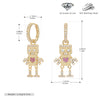S925 Sterling Silver Heartshaped Robot Cartoon Characters Earrings Jewelry