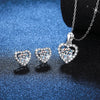 S925 Sterling Silver Heartshaped Stud Earrings Pendant With Ochain Necklace Electroplated Classic Valentine's Day Gift