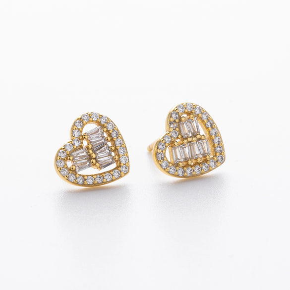 S925 Sterling Silver Heartshaped Zircon Earrings For Women Fashion Jewelry Electroplated